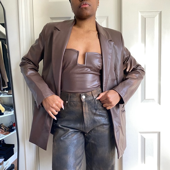 Zara leather blazer/top set - Picture 7 of 16